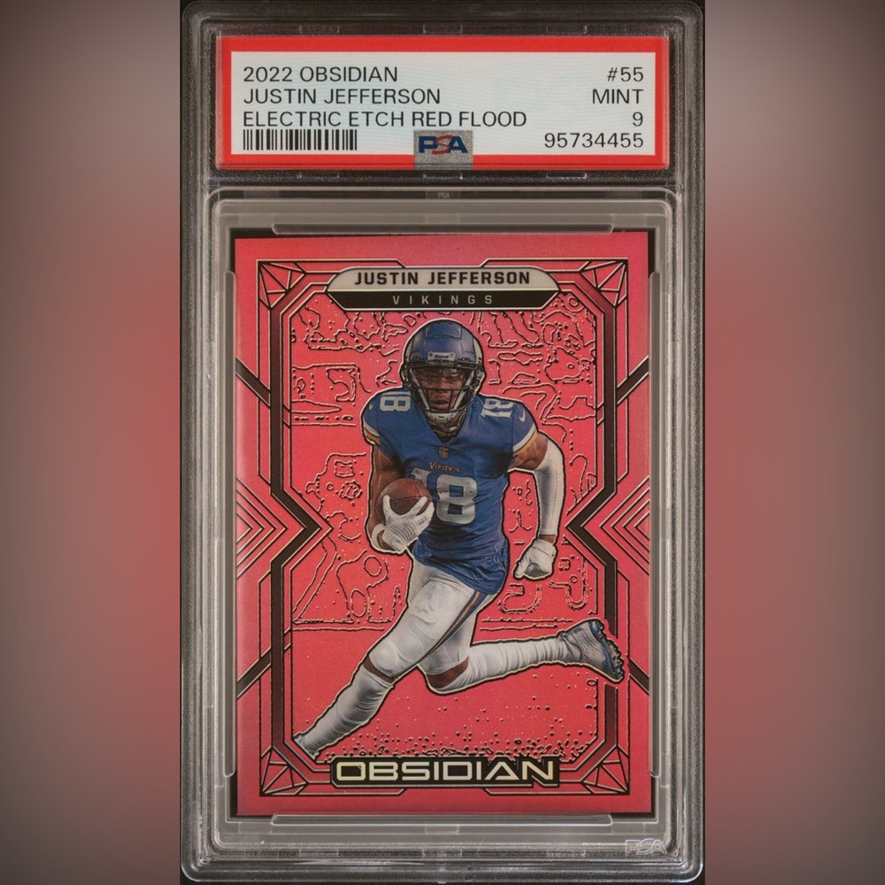 2022 Obsidian Justin Jefferson Electric Etch Red Flood #55
PSA 9 Vikings